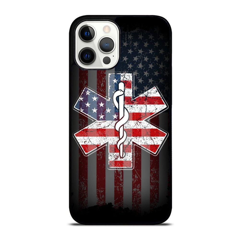 Vintage EMS EMT Usa Flag Distressed American Paramedic Logo iPhone Case